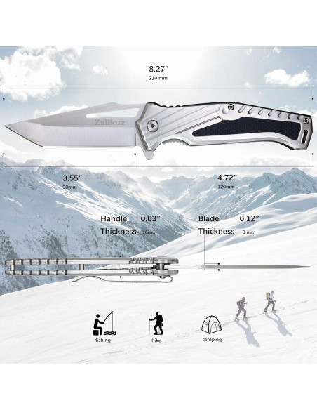 Cuchillo de bolsillo plegable ZulBozz 21 cm acero 440C EDC