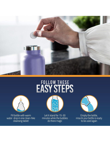 Tabletas de Limpieza CleanHike para Botellas de Agua - 30 Unidades