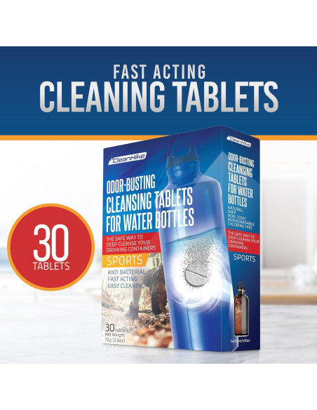 Tabletas de Limpieza CleanHike para Botellas de Agua - 30 Unidades