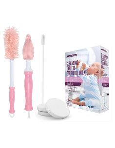 Set de Limpieza para Biberones CleanHike - 3 Cepillos Silicona + 30 Tabletas