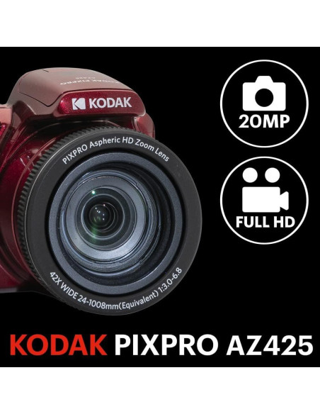 Cámara Digital KODAK PIXPRO AZ425-RD 20MP 42X Zoom Óptico