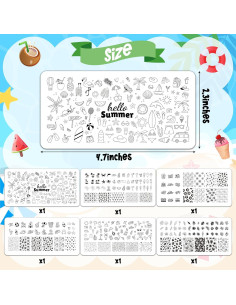 Placas de Estampado de Uñas Y1tvei - 6 Pcs Tema Verano 2