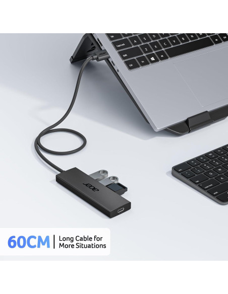 Hub USB Acer 4 Puertos 3.0 con Alimentación Tipo C 0.61m