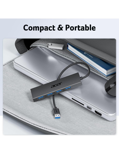 Hub USB Acer 4 Puertos 3.0 con Alimentación Tipo C 0.61m