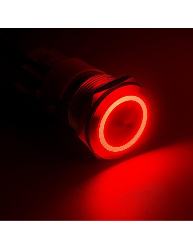 Botón Pulsador Momentáneo Gebildet 22mm Acero Inoxidable LED Rojo