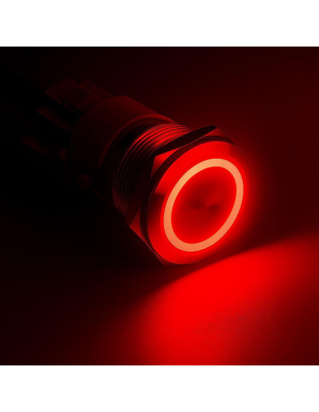 Botón Pulsador Momentáneo Gebildet 22mm Acero Inoxidable LED Rojo