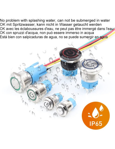 Botón Pulsador Momentáneo Gebildet 22mm Acero Inoxidable LED Rojo