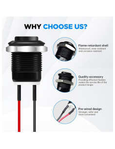 Interruptor de Botón Momentáneo Tmyjfjingxi 12mm 12V IP65 - 2 Pcs 2