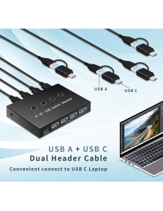 Interruptor USB 3.0 4 Puertos Newiedkvm para 4 Computadoras 2