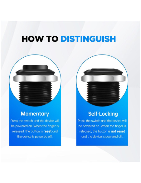 Interruptor de Botón Momentáneo Tmyjfjingxi 12mm 12V IP65 - 2 Pcs