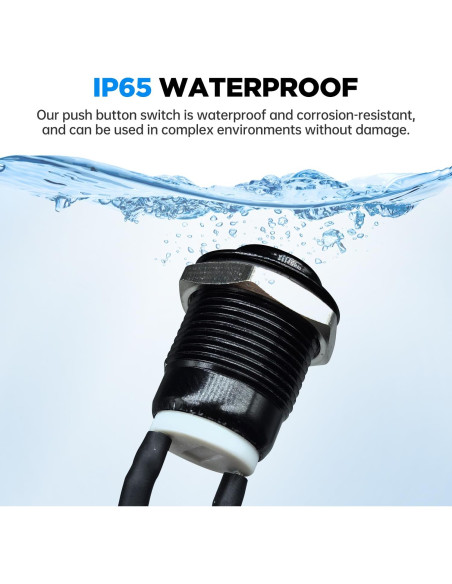 Interruptor de Botón Momentáneo Tmyjfjingxi 12mm 12V IP65 - 2 Pcs