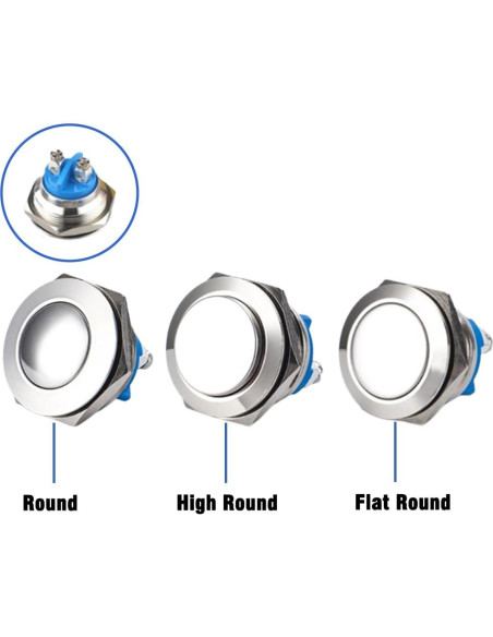 Interruptor de Botón Metálico Lhazemu 16mm 10PCS Automático