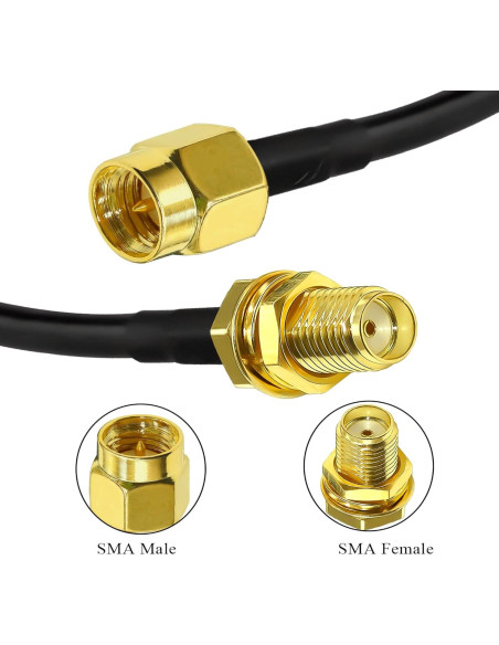 Cable Coaxial RG58 SMA Macho a Hembra 15M Tuolnk