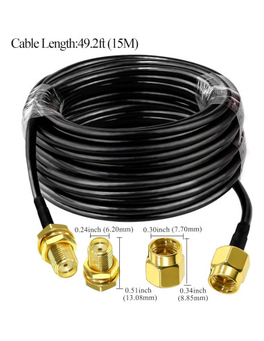 Cable Coaxial RG58 SMA Macho a Hembra 15M Tuolnk