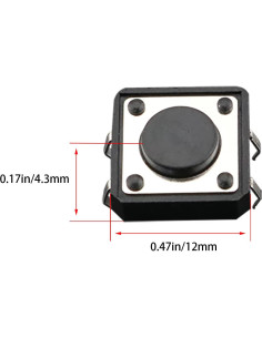 20 Interruptores Táctiles Momentáneos Ruiwaer 12x12mm 2