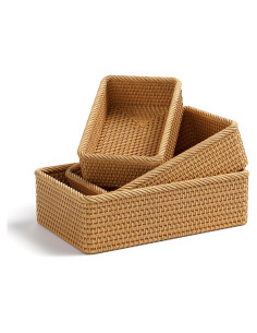 Cesta de Almacenamiento de Ratán LAVNTM - Paquete de 3 Rectangulares