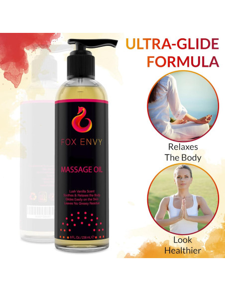 Aceite de Masaje Corporal Fox Envy 236.6 ml Vainilla Jojoba Coco