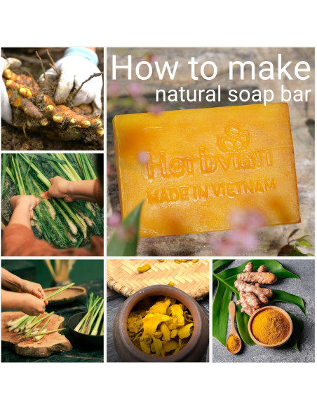 Jabón Natural de Cúrcuma y Hierba Limón Herbvian - 200g