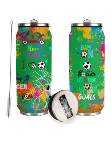 Taza de Viaje Tumbler JDEIFKF de Acero Inoxidable 500 ml Fútbol
