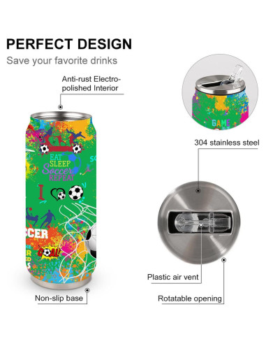 Taza de Viaje Tumbler JDEIFKF de Acero Inoxidable 500 ml Fútbol