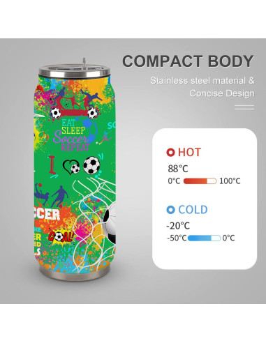 Taza de Viaje Tumbler JDEIFKF de Acero Inoxidable 500 ml Fútbol