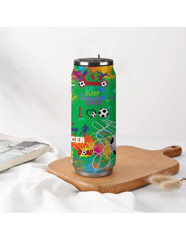 Taza de Viaje Tumbler JDEIFKF de Acero Inoxidable 500 ml Fútbol