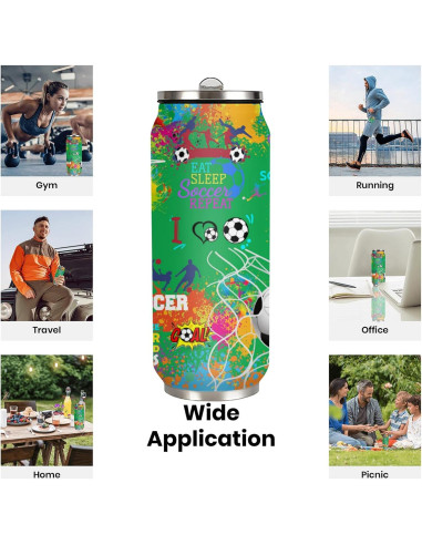 Taza de Viaje Tumbler JDEIFKF de Acero Inoxidable 500 ml Fútbol