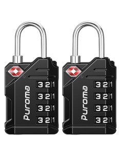 Candados de Equipaje TSA Puroma, 2 Piezas, 4 Dígitos, Zinc