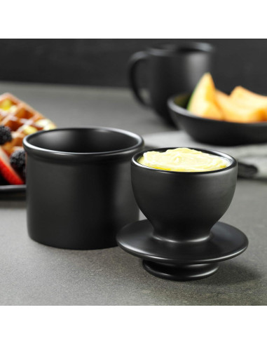 Butter Bell Crock Cerámica Francesa L. Tremain Negro Mate 0.81 kg