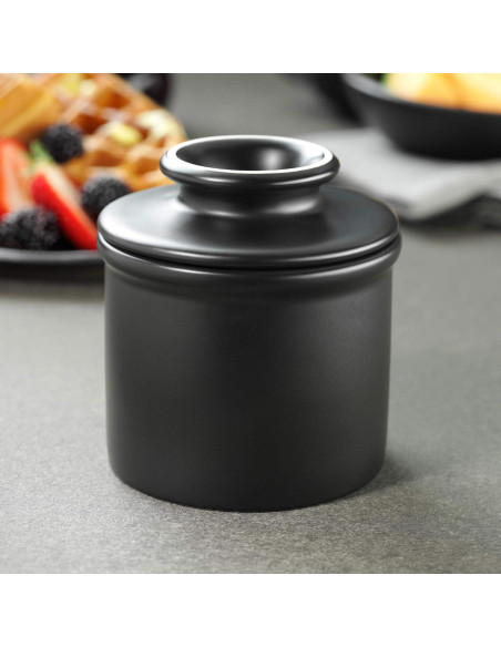 Butter Bell Crock Cerámica Francesa L. Tremain Negro Mate 0.81 kg