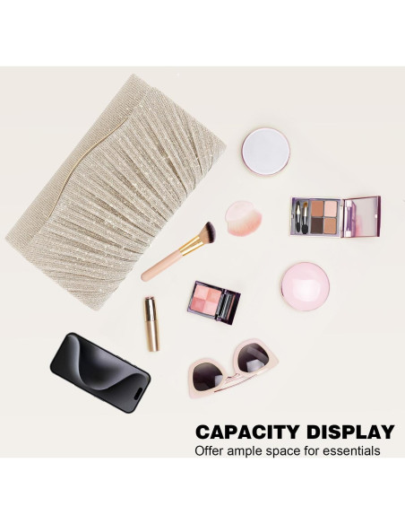 Bolso Clutch Elegante para Mujeres lovyoCoCo Champagne 21x12 cm