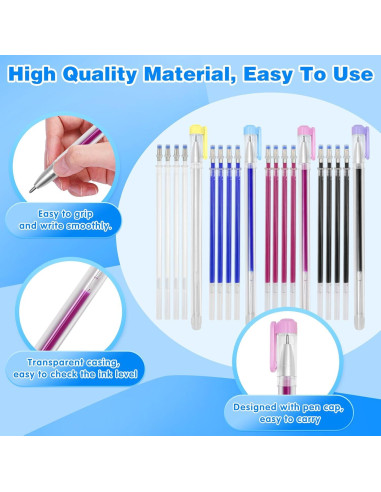 Bolígrafos Borrables por Calor BUZIFU 4 Colores con 20 Recargas