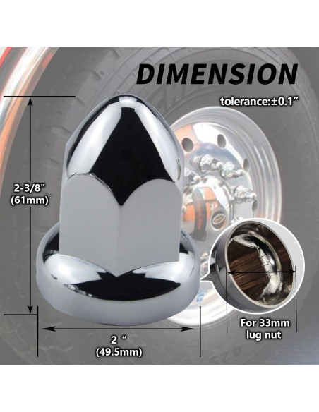 Cubiertas de tuercas de perno 33mm iBroPrat ABS Cromo - Paquete 20