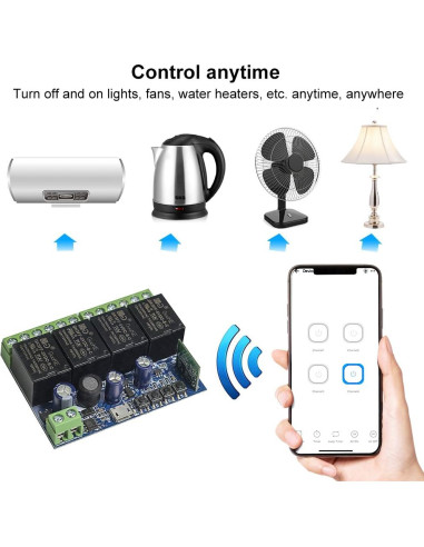 Módulo Relé Inteligente WiFi 4 Canales eWelink 5V Control Remoto