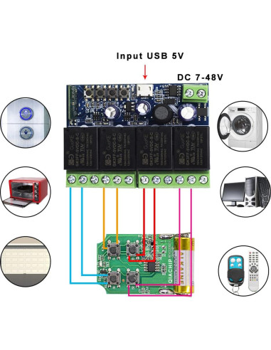Módulo Relé Inteligente WiFi 4 Canales eWelink 5V Control Remoto