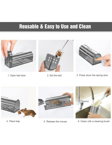 Trampas humanas para ratones Wanqueen - 4 unidades reutilizables