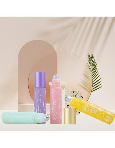 10 Botellas de Vidrio Azul 10ml con Rodillo YORROR