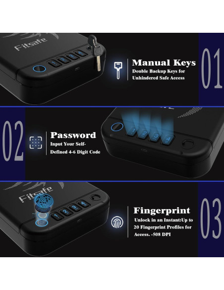 Caja de Seguridad Biométrica Fitsafe GS20 para Pistolas