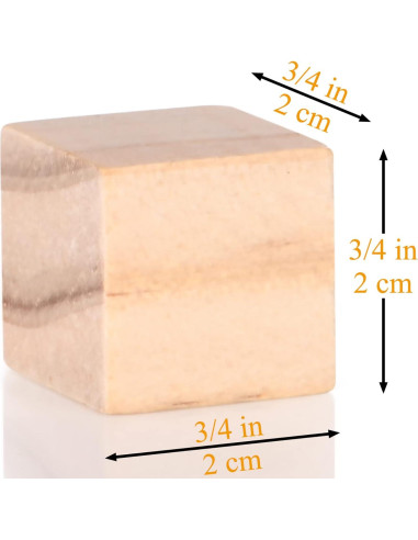 Cubos de Madera Natural 2cm para Manualidades - 110 Piezas
