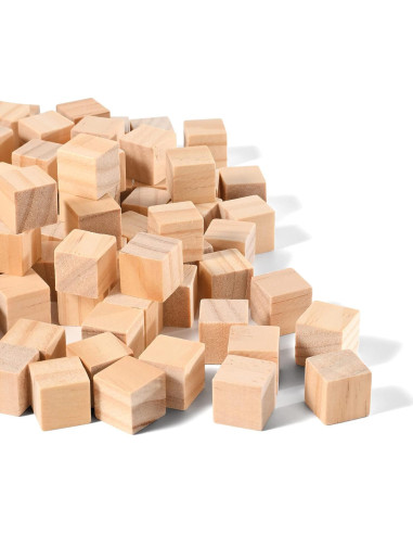 Cubos de Madera Natural 2cm para Manualidades - 110 Piezas