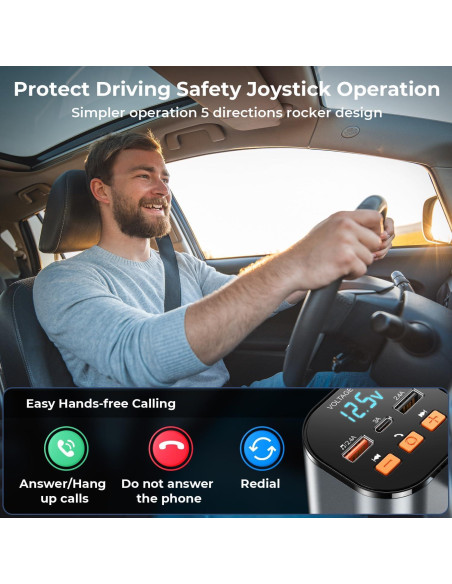 Cargador Retráctil 30W PD Tipo-C y iPhone con Transmisor FM