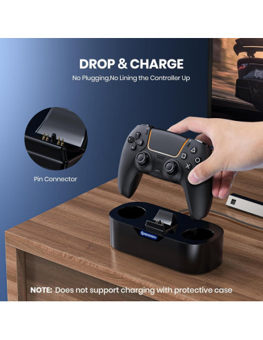 Estación de Carga Rápida NEWDERY para Controlador PS5 Negro