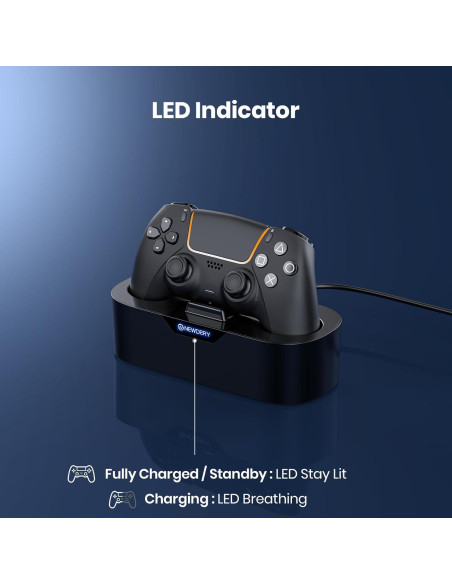 Estación de Carga Rápida NEWDERY para Controlador PS5 Negro