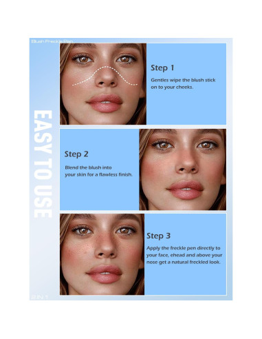 Bolígrafo 2 en 1 Rubor Líquido y Sello de Pecas Wugbc