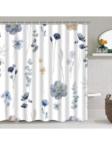 Juego de Cortina de Ducha DDQQ Floral 4 Piezas Antideslizante