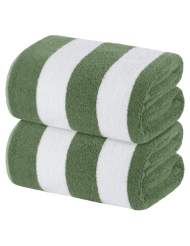 Toallas de Playa Sobredimensionadas Algodón Verde Caqui 2 Pzas
