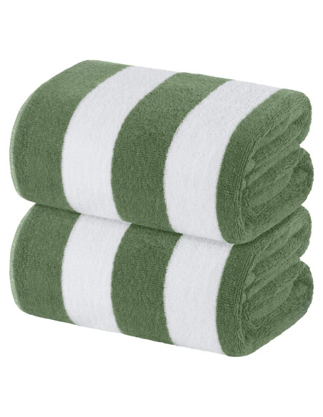 Toallas de Playa Sobredimensionadas Algodón Verde Caqui 2 Pzas