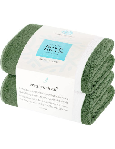 Toallas de Playa Sobredimensionadas Algodón Verde Caqui 2 Pzas