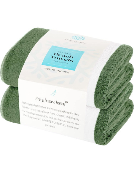 Toallas de Playa Sobredimensionadas Algodón Verde Caqui 2 Pzas