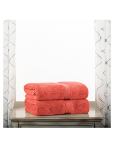 Juego de 2 Toallas de Baño Algodón Egipcio Superior Coral